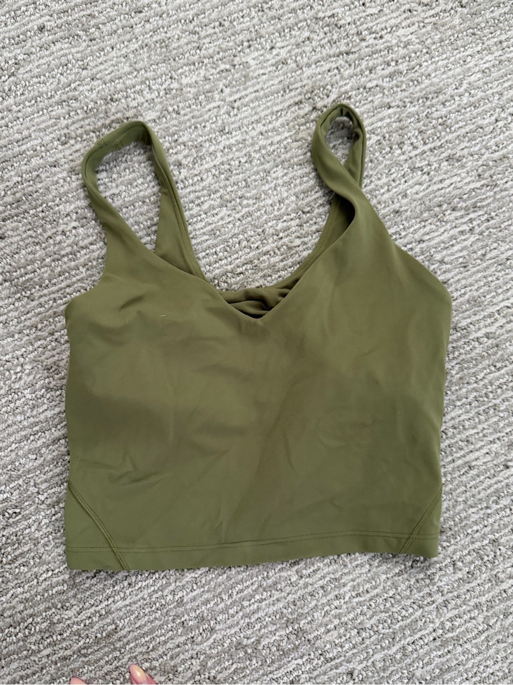 Lululemon Olive Green Cropped V-Neck Tank Top